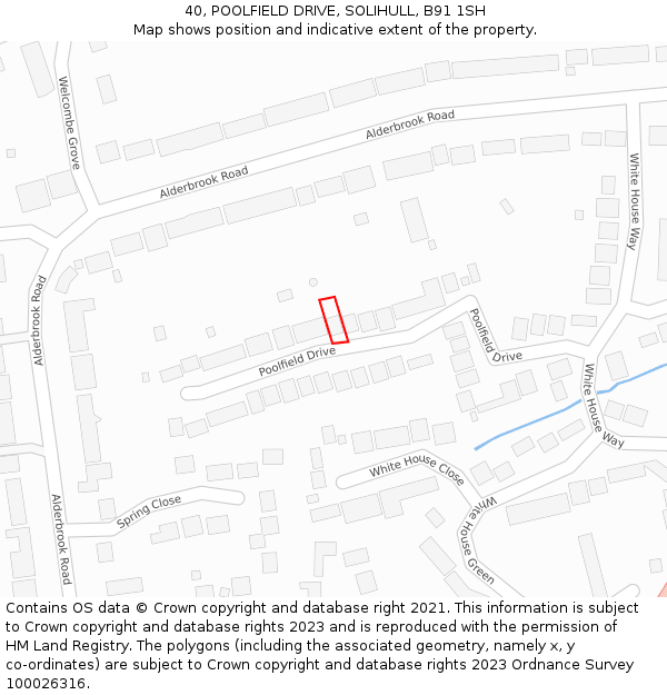 40, POOLFIELD DRIVE, SOLIHULL, B91 1SH: Location map and indicative extent of plot