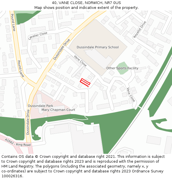40, VANE CLOSE, NORWICH, NR7 0US: Location map and indicative extent of plot