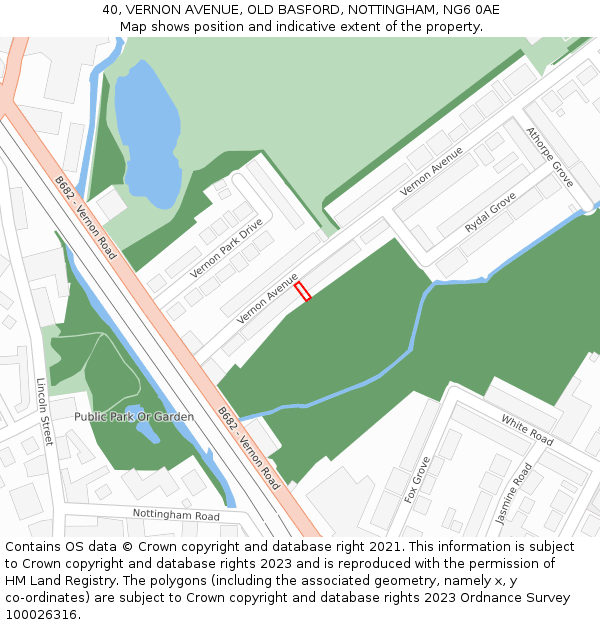 40, VERNON AVENUE, OLD BASFORD, NOTTINGHAM, NG6 0AE: Location map and indicative extent of plot