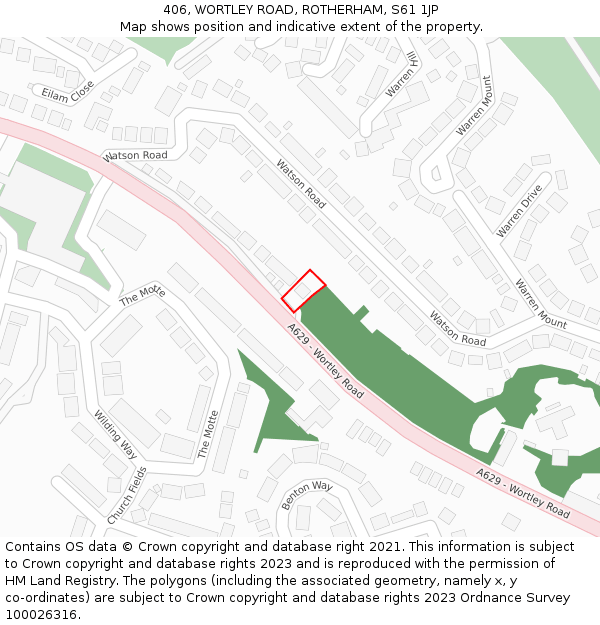 406, WORTLEY ROAD, ROTHERHAM, S61 1JP: Location map and indicative extent of plot