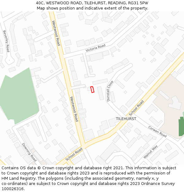 40C, WESTWOOD ROAD, TILEHURST, READING, RG31 5PW: Location map and indicative extent of plot