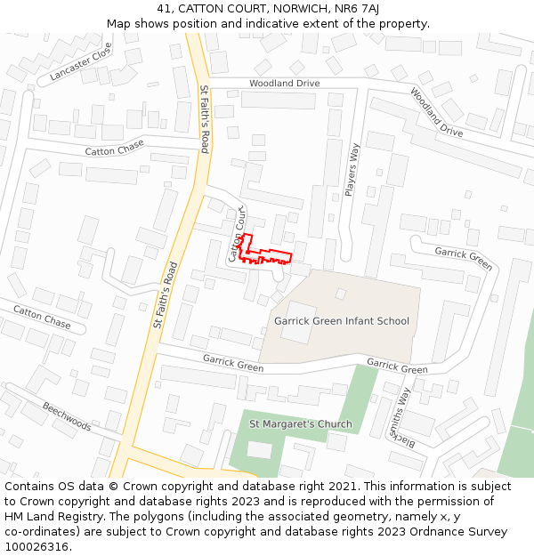 41, CATTON COURT, NORWICH, NR6 7AJ: Location map and indicative extent of plot