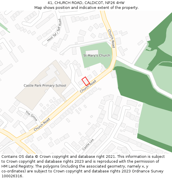 41, CHURCH ROAD, CALDICOT, NP26 4HW: Location map and indicative extent of plot