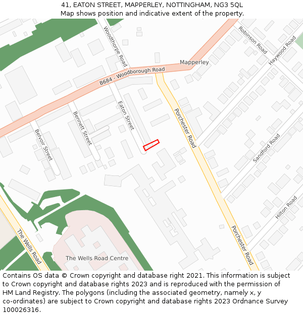 41, EATON STREET, MAPPERLEY, NOTTINGHAM, NG3 5QL: Location map and indicative extent of plot