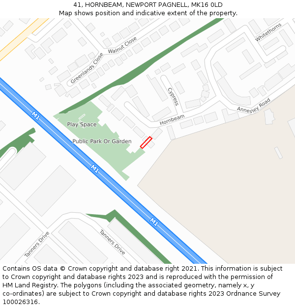 41, HORNBEAM, NEWPORT PAGNELL, MK16 0LD: Location map and indicative extent of plot