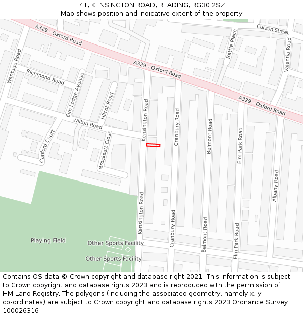 41, KENSINGTON ROAD, READING, RG30 2SZ: Location map and indicative extent of plot