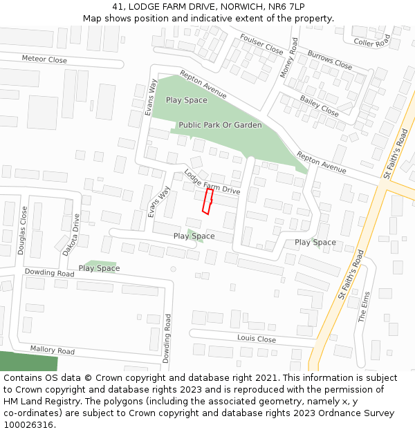 41, LODGE FARM DRIVE, NORWICH, NR6 7LP: Location map and indicative extent of plot