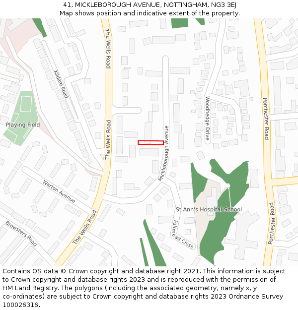 41, MICKLEBOROUGH AVENUE, NOTTINGHAM, NG3 3EJ: Location map and indicative extent of plot
