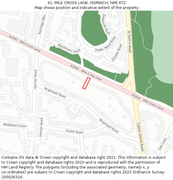 41, MILE CROSS LANE, NORWICH, NR6 6TZ: Location map and indicative extent of plot