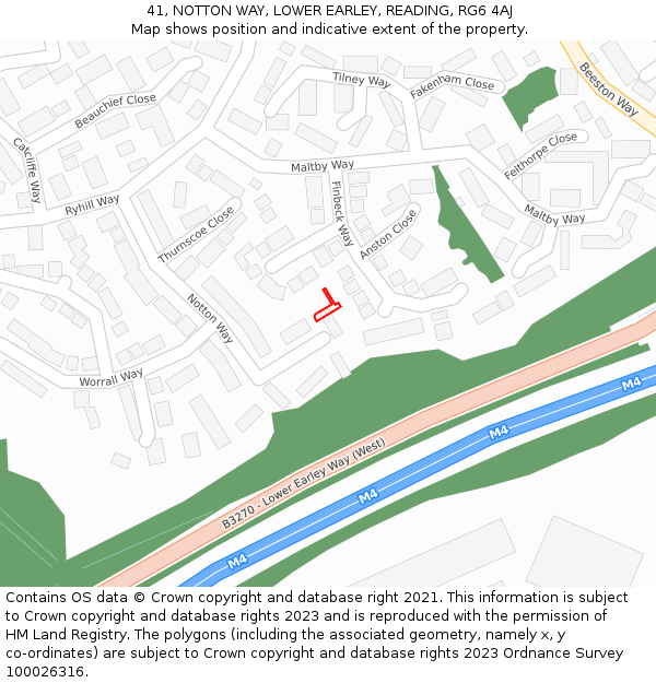 41, NOTTON WAY, LOWER EARLEY, READING, RG6 4AJ: Location map and indicative extent of plot