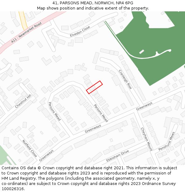 41, PARSONS MEAD, NORWICH, NR4 6PG: Location map and indicative extent of plot