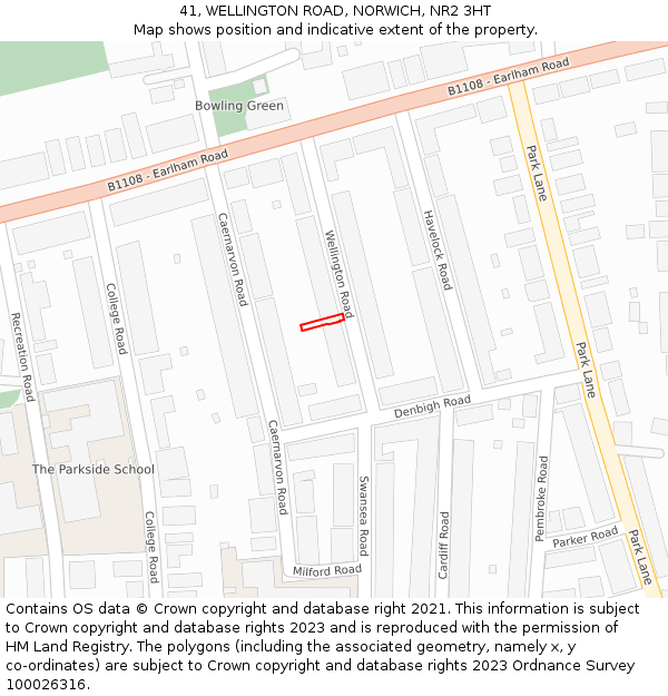 41, WELLINGTON ROAD, NORWICH, NR2 3HT: Location map and indicative extent of plot