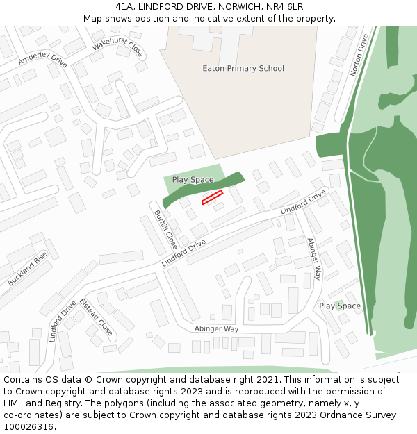 41A, LINDFORD DRIVE, NORWICH, NR4 6LR: Location map and indicative extent of plot