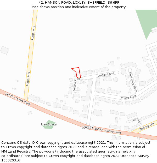 42, HANSON ROAD, LOXLEY, SHEFFIELD, S6 6RF: Location map and indicative extent of plot
