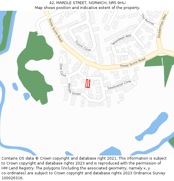 42, MARDLE STREET, NORWICH, NR5 9HU: Location map and indicative extent of plot