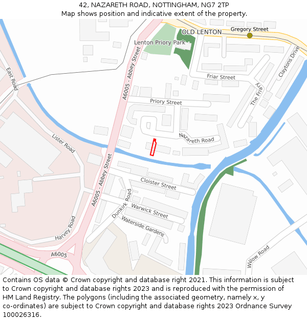 42, NAZARETH ROAD, NOTTINGHAM, NG7 2TP: Location map and indicative extent of plot