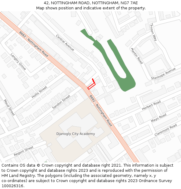 42, NOTTINGHAM ROAD, NOTTINGHAM, NG7 7AE: Location map and indicative extent of plot