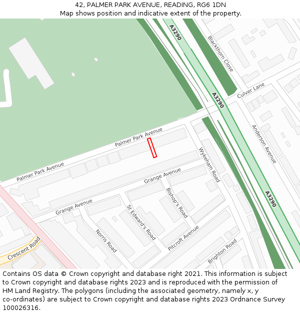 42, PALMER PARK AVENUE, READING, RG6 1DN: Location map and indicative extent of plot