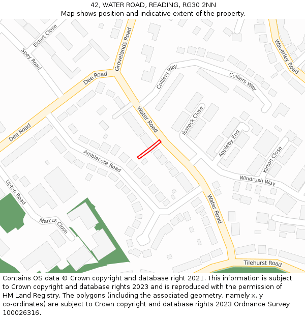 42, WATER ROAD, READING, RG30 2NN: Location map and indicative extent of plot