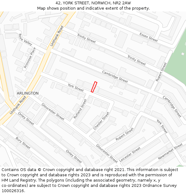 42, YORK STREET, NORWICH, NR2 2AW: Location map and indicative extent of plot