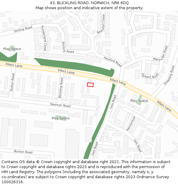 43, BLICKLING ROAD, NORWICH, NR6 6DQ: Location map and indicative extent of plot