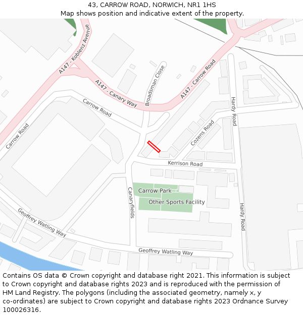 43, CARROW ROAD, NORWICH, NR1 1HS: Location map and indicative extent of plot