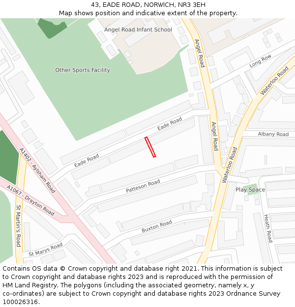 43, EADE ROAD, NORWICH, NR3 3EH: Location map and indicative extent of plot