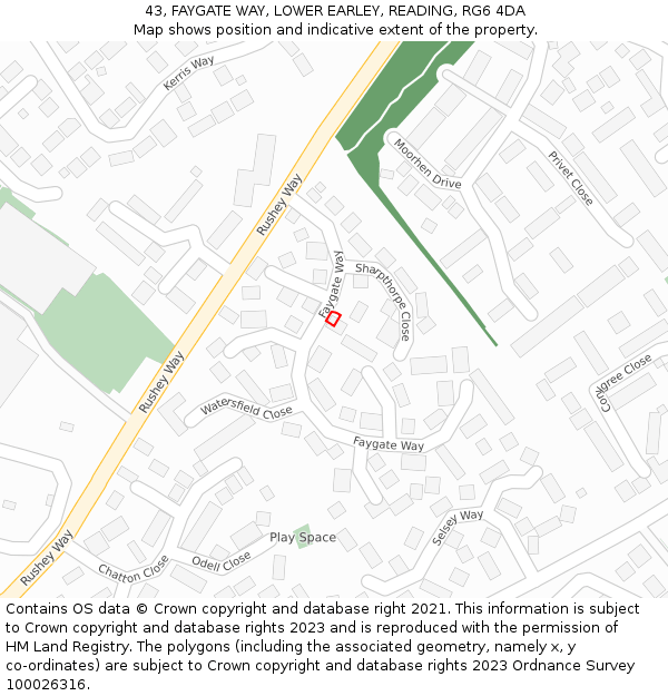43, FAYGATE WAY, LOWER EARLEY, READING, RG6 4DA: Location map and indicative extent of plot