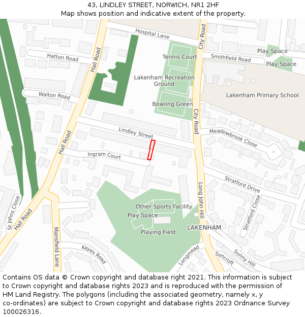43, LINDLEY STREET, NORWICH, NR1 2HF: Location map and indicative extent of plot