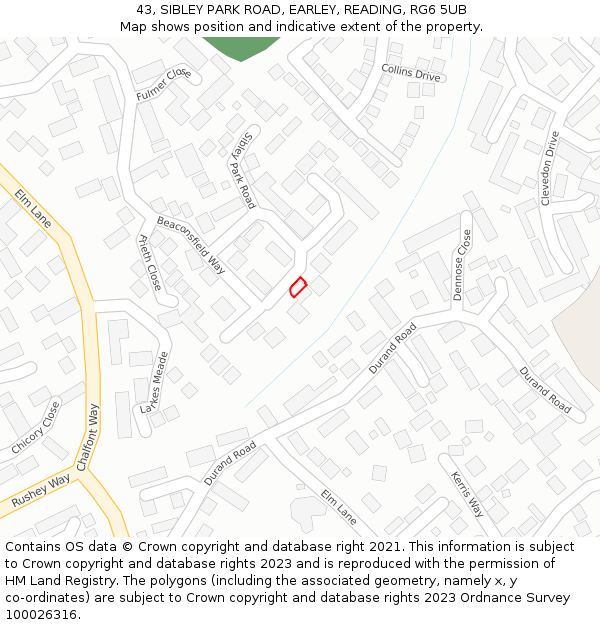 43, SIBLEY PARK ROAD, EARLEY, READING, RG6 5UB: Location map and indicative extent of plot