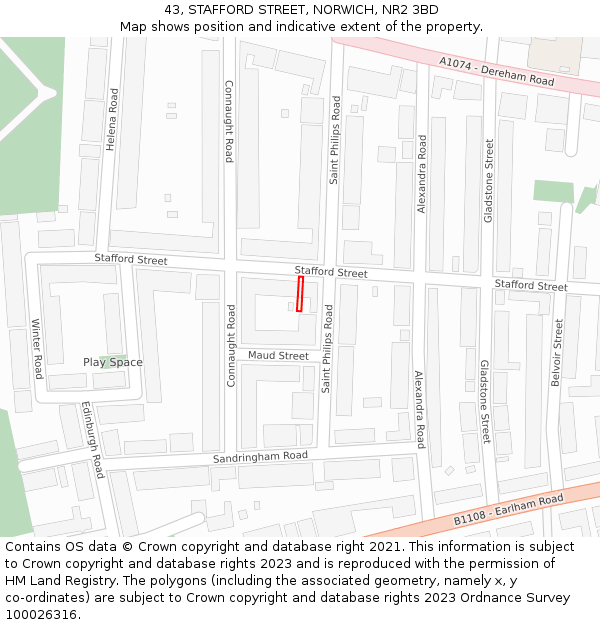 43, STAFFORD STREET, NORWICH, NR2 3BD: Location map and indicative extent of plot