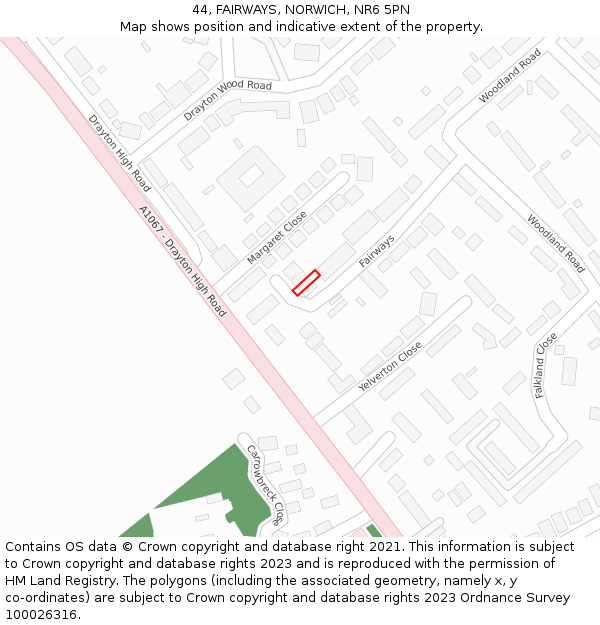 44, FAIRWAYS, NORWICH, NR6 5PN: Location map and indicative extent of plot