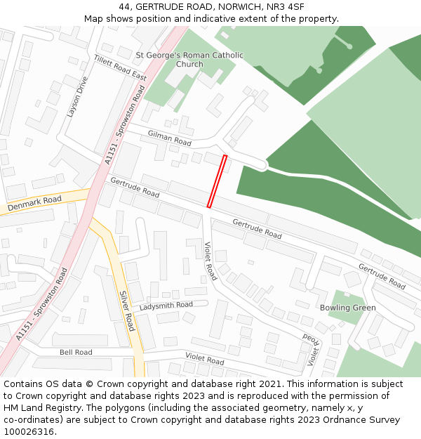 44, GERTRUDE ROAD, NORWICH, NR3 4SF: Location map and indicative extent of plot