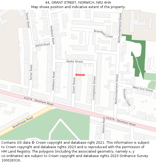 44, GRANT STREET, NORWICH, NR2 4HA: Location map and indicative extent of plot