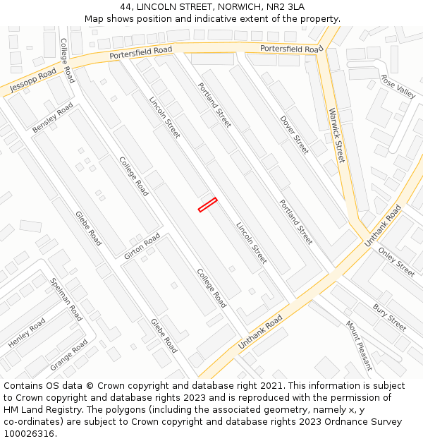 44, LINCOLN STREET, NORWICH, NR2 3LA: Location map and indicative extent of plot