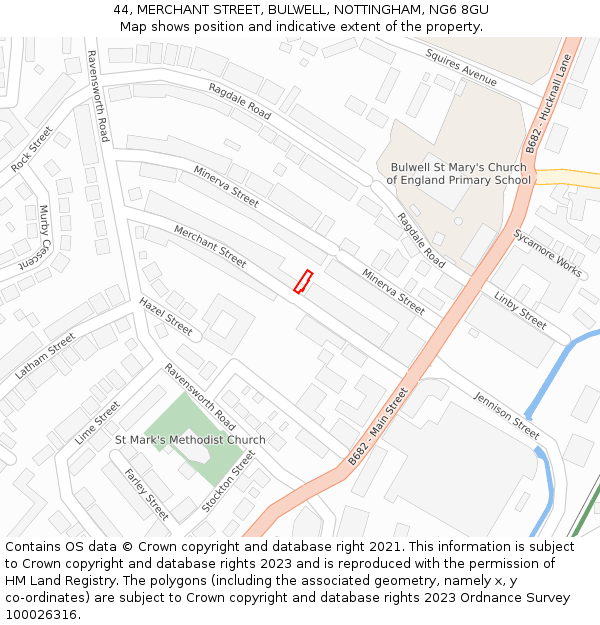 44, MERCHANT STREET, BULWELL, NOTTINGHAM, NG6 8GU: Location map and indicative extent of plot