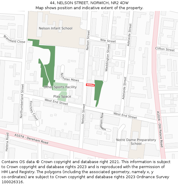 44, NELSON STREET, NORWICH, NR2 4DW: Location map and indicative extent of plot