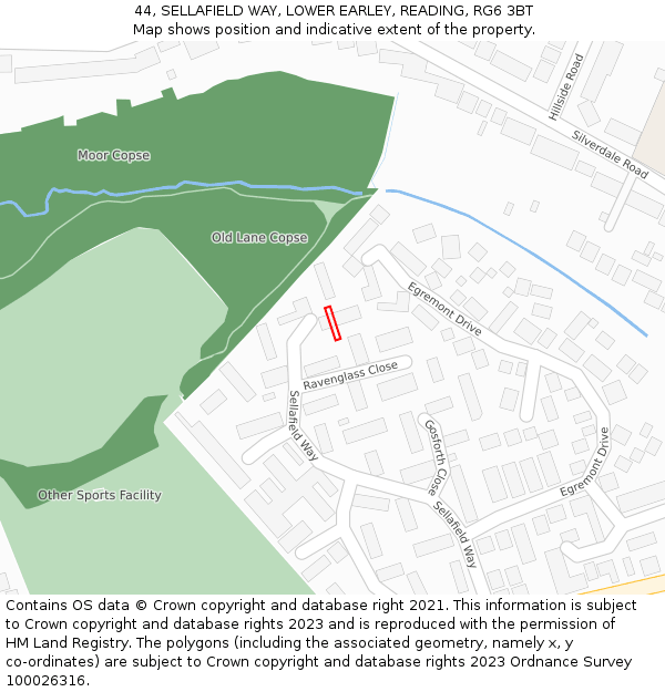 44, SELLAFIELD WAY, LOWER EARLEY, READING, RG6 3BT: Location map and indicative extent of plot