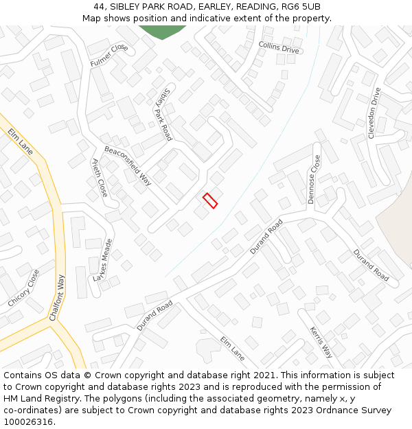 44, SIBLEY PARK ROAD, EARLEY, READING, RG6 5UB: Location map and indicative extent of plot