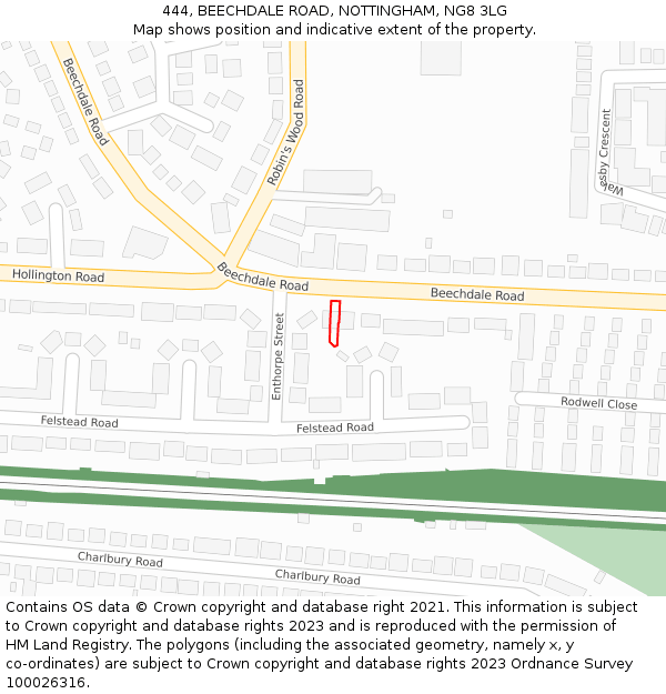 444, BEECHDALE ROAD, NOTTINGHAM, NG8 3LG: Location map and indicative extent of plot