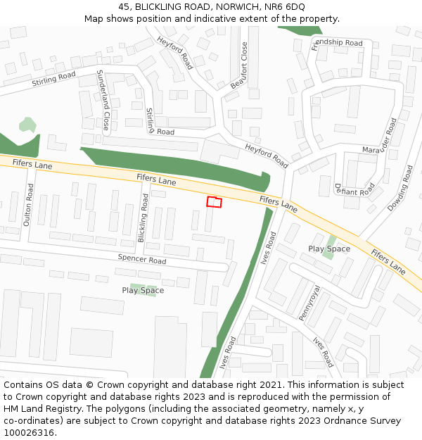45, BLICKLING ROAD, NORWICH, NR6 6DQ: Location map and indicative extent of plot