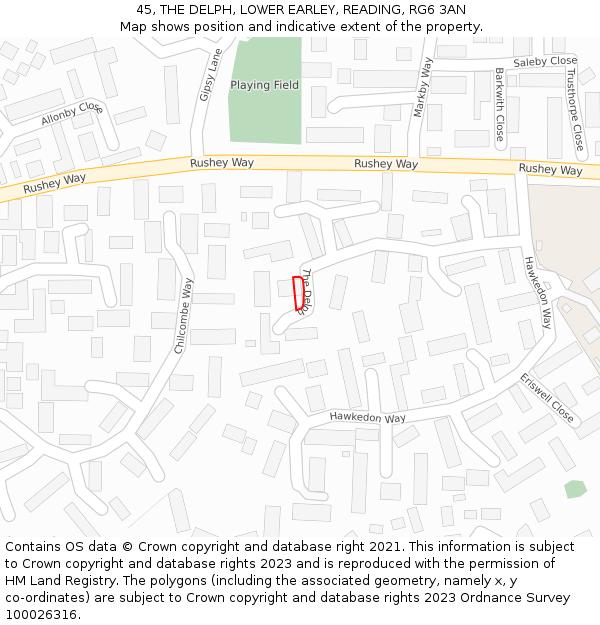 45, THE DELPH, LOWER EARLEY, READING, RG6 3AN: Location map and indicative extent of plot