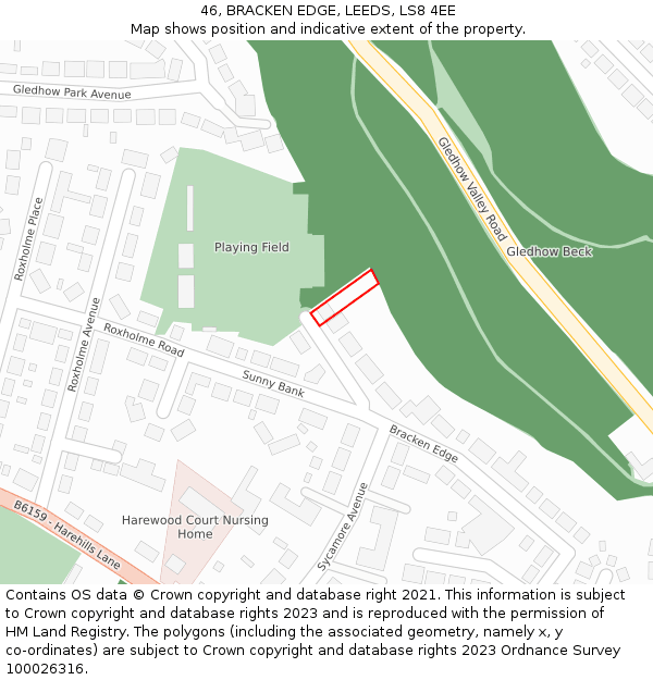 46, BRACKEN EDGE, LEEDS, LS8 4EE: Location map and indicative extent of plot