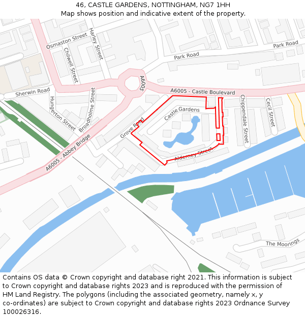 46, CASTLE GARDENS, NOTTINGHAM, NG7 1HH: Location map and indicative extent of plot