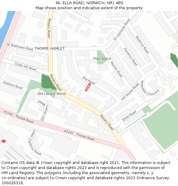 46, ELLA ROAD, NORWICH, NR1 4BS: Location map and indicative extent of plot
