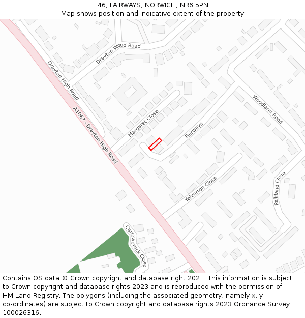 46, FAIRWAYS, NORWICH, NR6 5PN: Location map and indicative extent of plot