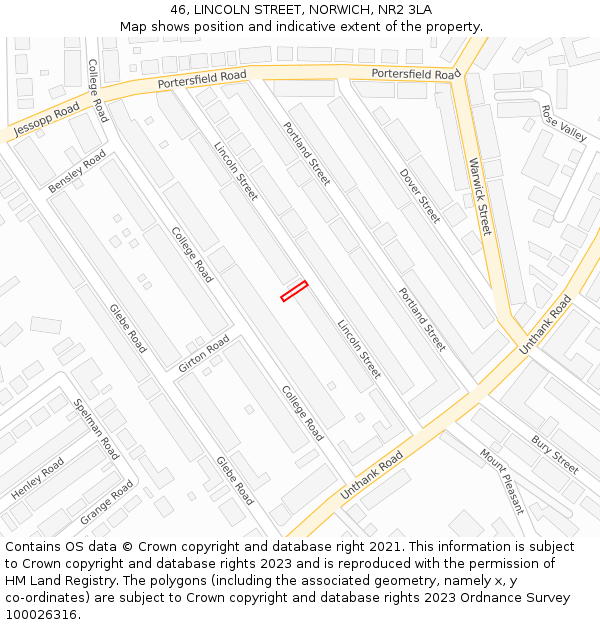 46, LINCOLN STREET, NORWICH, NR2 3LA: Location map and indicative extent of plot