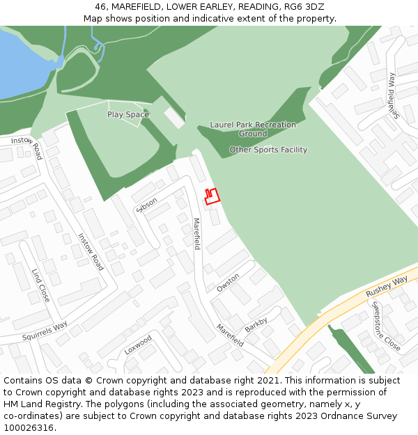 46, MAREFIELD, LOWER EARLEY, READING, RG6 3DZ: Location map and indicative extent of plot