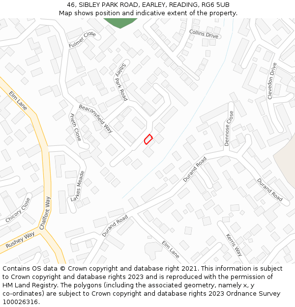 46, SIBLEY PARK ROAD, EARLEY, READING, RG6 5UB: Location map and indicative extent of plot