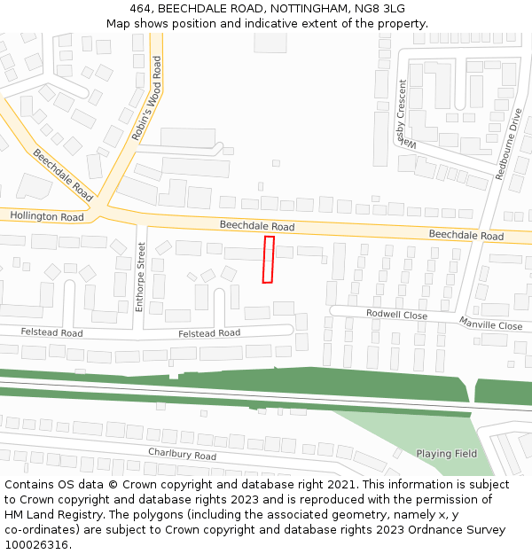 464, BEECHDALE ROAD, NOTTINGHAM, NG8 3LG: Location map and indicative extent of plot